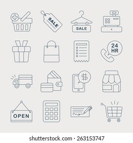 Shopping line icon set