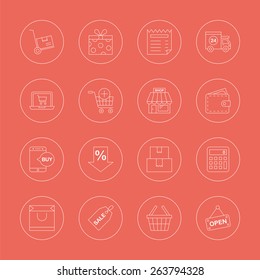 Shopping line icon set