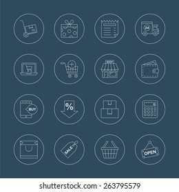 Shopping line icon set