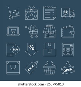 Shopping line icon set