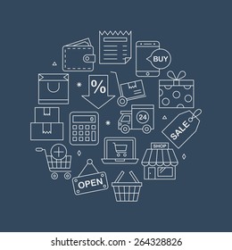 Shopping line icon set