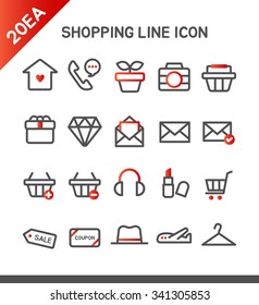 shopping line icon set