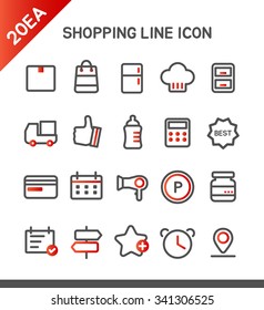 shopping line icon set