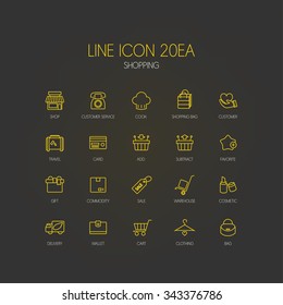 shopping line icon set