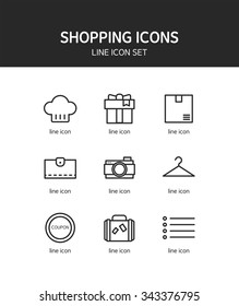 shopping line icon set