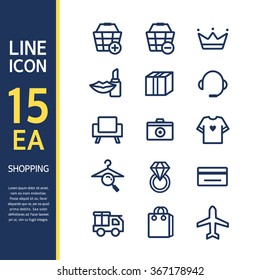 shopping line icon set