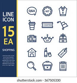 shopping line icon set