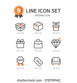 shopping line icon set