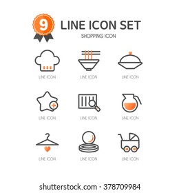 shopping line icon set