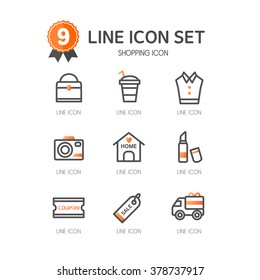 shopping line icon set