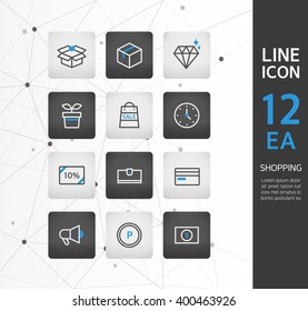 shopping Line icon set