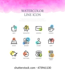 Shopping line icon set