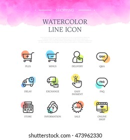 Shopping line icon set