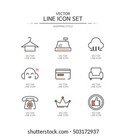 shopping Line icon set
