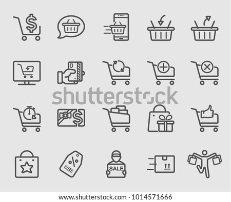 Shopping line icon set