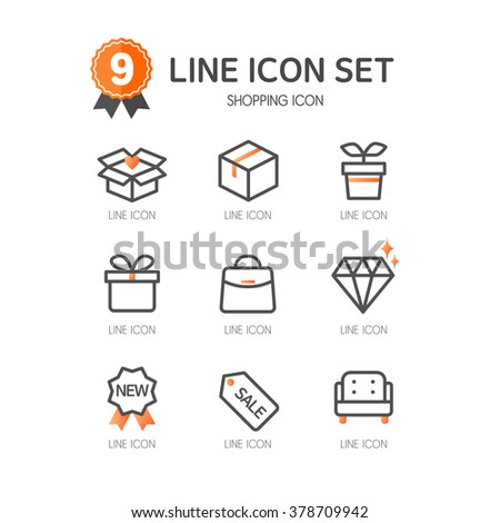 shopping line icon set