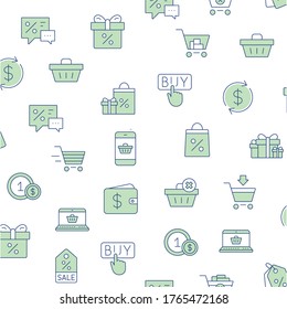 Patrón de conjunto de iconos de línea de compras