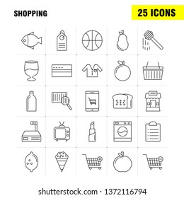 Shopping Line Icon for Web, Print and Mobile UX/UI Kit. Such as: Cart, Trolley, Buy, Add, Cart, Trolley, Buy, Remove, Pictogram Pack. - Vector