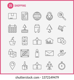 Shopping Line Icon for Web, Print and Mobile UX/UI Kit. Such as: Box, Delivery, Shipping, Lock, Cargo, Delivery, Package, Shipping, Pictogram Pack. - Vector