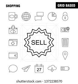 Shopping Line Icon for Web, Print and Mobile UX/UI Kit. Such as: World, Globe, Internet, Map, Cloud, Arrow, Dawn, Download, Pictogram Pack. - Vector