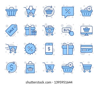 Shopping line icons. Gift box, Present coupon and Sale offer tag signs. Shopping cart, surprise gift and Delivery symbols. Speech bubble, Discount tag coupon , Credit card. Online sale. Vector