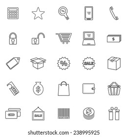 Shopping line icons on white background, stock vector