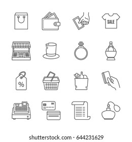 Shopping line icons set.