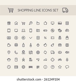 Shopping Line Icons Set Black