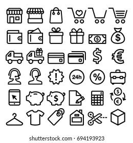 Shopping line icons set, buying online, store minimalist symbols - big pack 