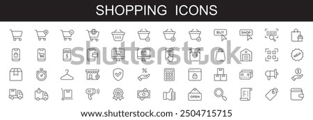 Shopping line icons set , E -commerce , shop, online shopping, editable stroke , vector illustration on white background,