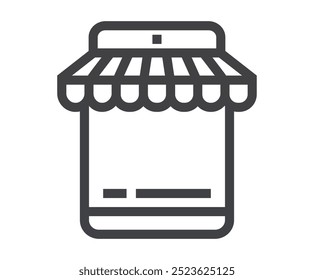 Ícones da linha de compras. Conjunto de símbolos de contorno, elementos gráficos simples, coleção de pictogramas preto estilo linear moderno. Definição de ícones de linha de vetor