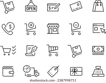 Shopping line Icons vector design