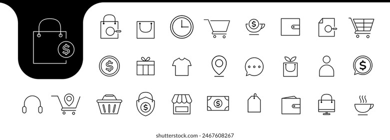 shopping line minimal icon vector designs