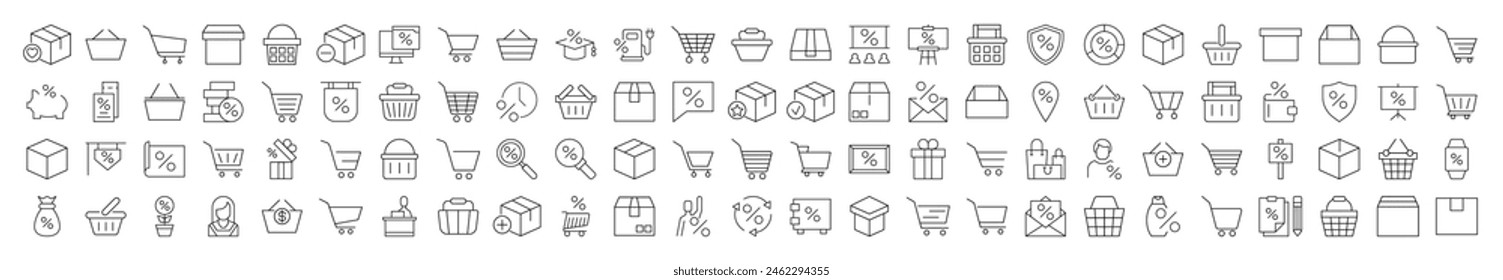 Icono lineal de compras. Perfecto para el diseño, infografías, Sitios web, App. 