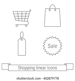 Shopping linear icons 