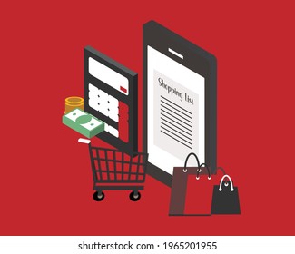 shopping list and calculator for planning what to buy from phone