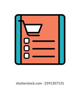 a shopping list with checkboxes and a shopping cart icon at the top, symbolizing a to-do or shopping list with items to be selected or purchased.