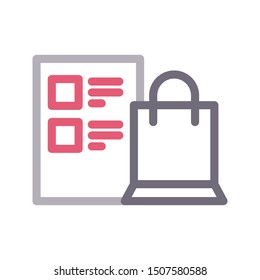 shopping list colour line vector icon