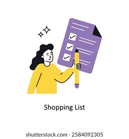 Shopping List Concept vector illustration.  isolated on white Background.