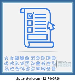 shopping list document thin line icon set, vector, illustration