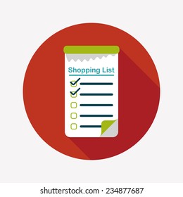 shopping list flat icon with long shadow,eps10