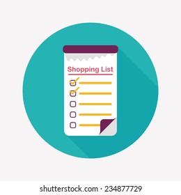 shopping list flat icon with long shadow,eps10