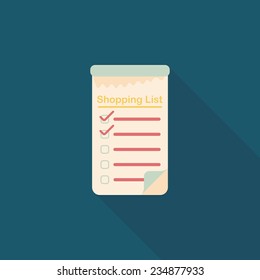 shopping list flat icon with long shadow,eps10