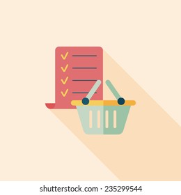shopping list flat icon with long shadow,eps10