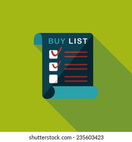 shopping list flat icon with long shadow,eps10
