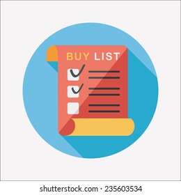 shopping list flat icon with long shadow,eps10