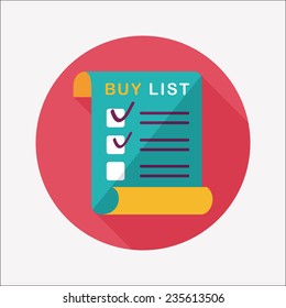 shopping list flat icon with long shadow,eps10