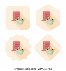 shopping list flat icon with long shadow,eps10