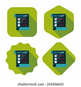 shopping list flat icon with long shadow,eps10