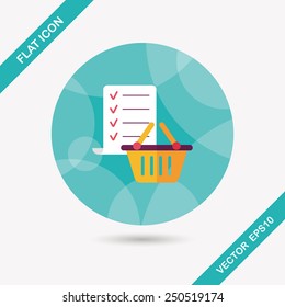 shopping list flat icon with long shadow,eps10